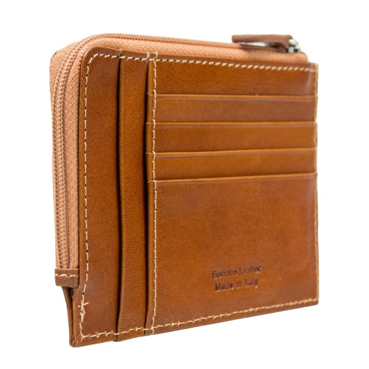 Porta carte di credito con zip su Officina della Pelle