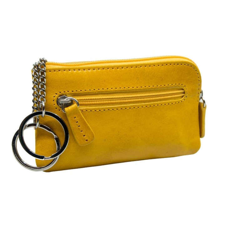Leather Keyring with Zip Yellow