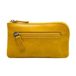 Leather Keyring with Zip Yellow