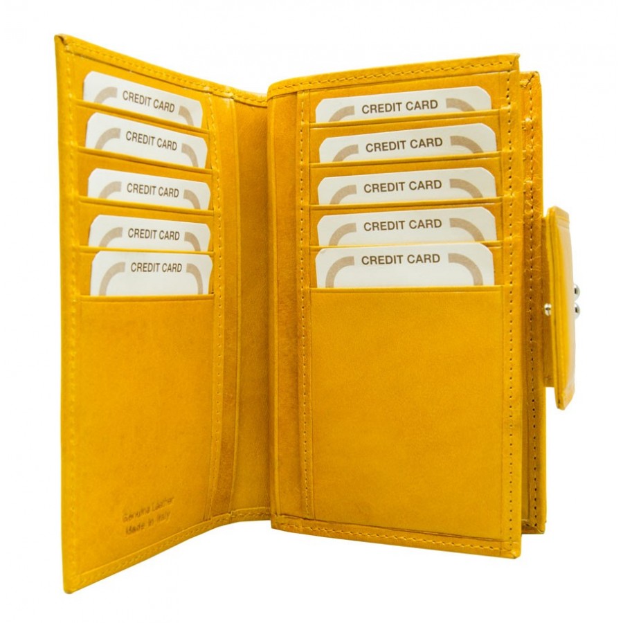 women's small yellow wallet, natural leather wallet