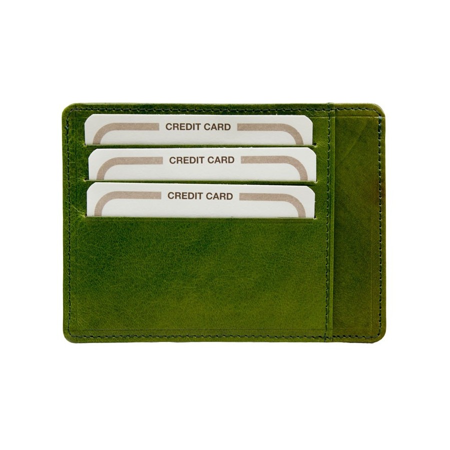 Leather Credit Card Holder Green