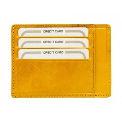 Leather Credit Card Holder Yellow