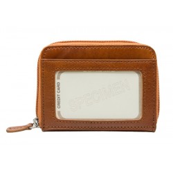 Credit Card Holder with Zip Light Brown