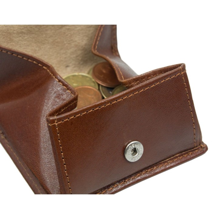 Real Leather Coin Purse Cognac