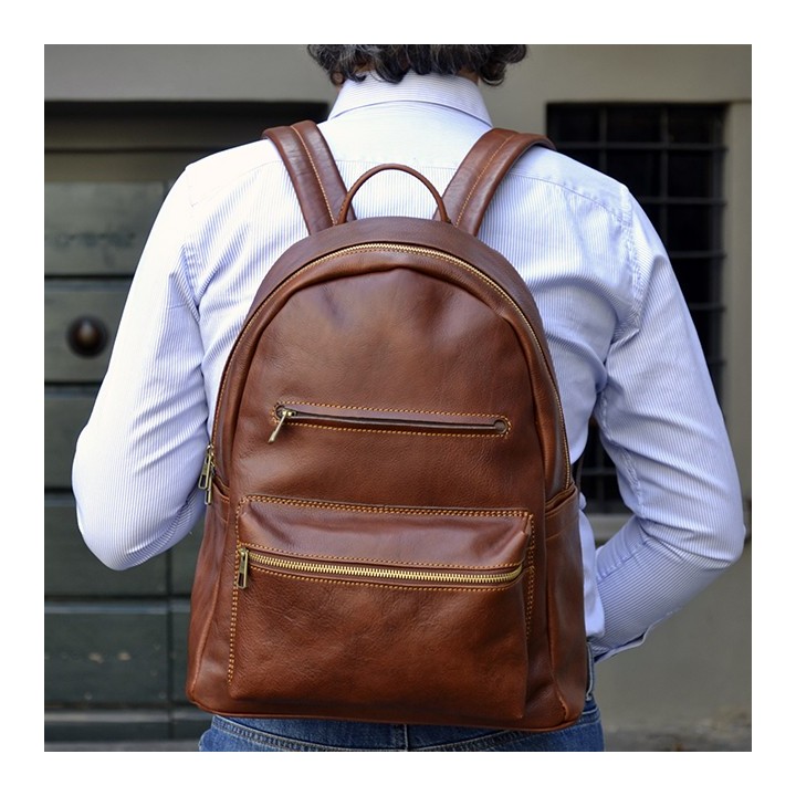 Leather professional backpack buy on Officina della Pelle