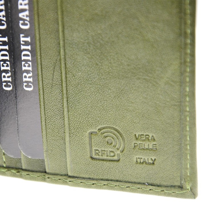 Portafoglio in vera pelle 726 verde