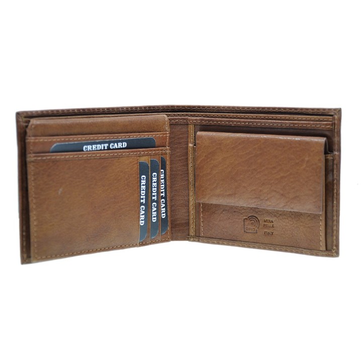 Portafoglio in pelle 756-BT Cognac