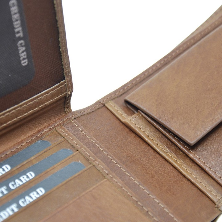 Portafoglio in pelle 756-BT Cognac