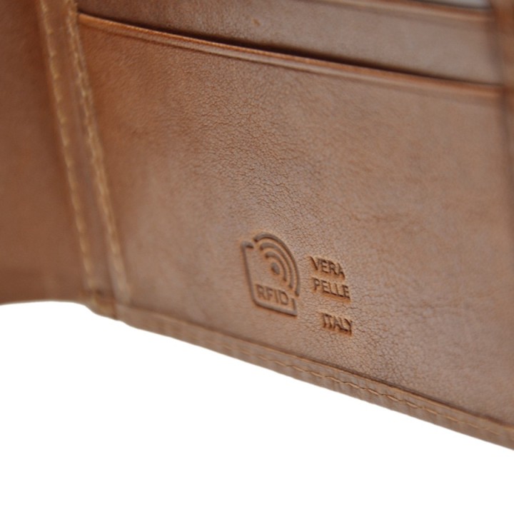 Portafoglio in vera pelle 8990-BT cognac