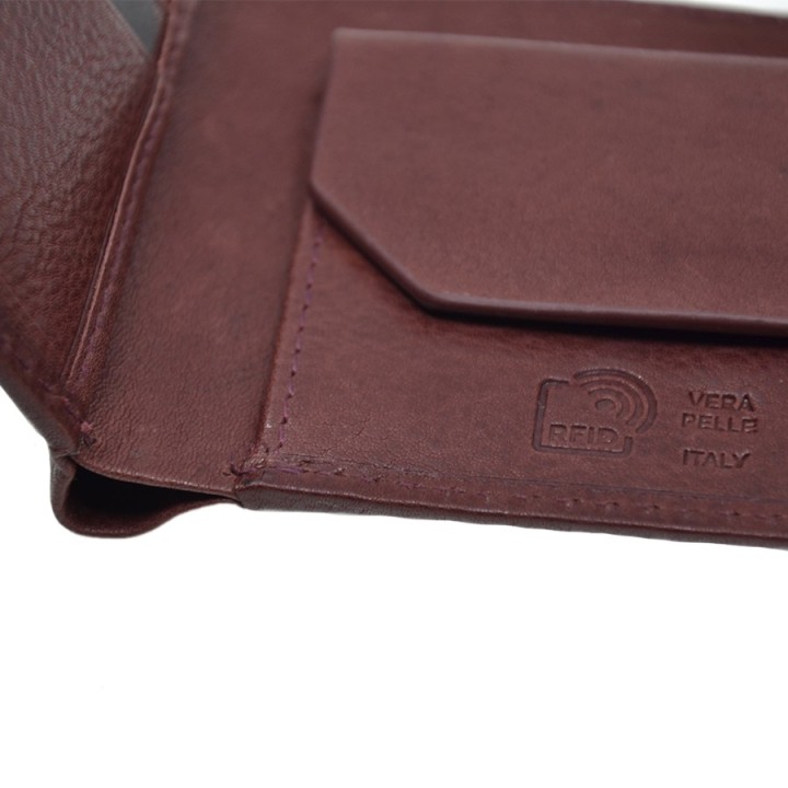 Portafoglio in pelle 74/D-BT bordeaux