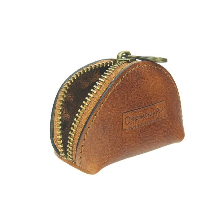 Portamonete mezzaluna in pelle miele
