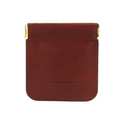 Portamonete a molla in pelle  rosso