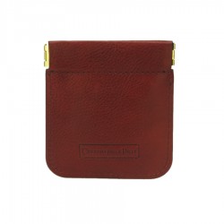 Leather snap change purse red