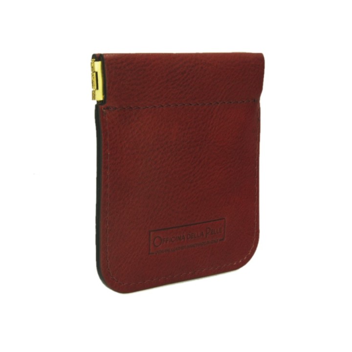 Leather snap change purse red