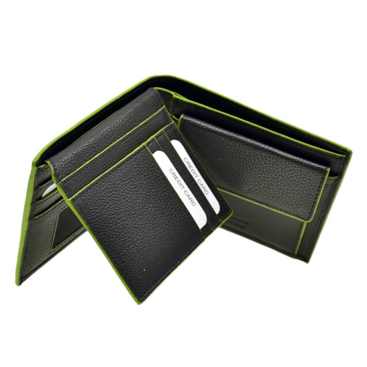 Leather wallet 6201-N black/green