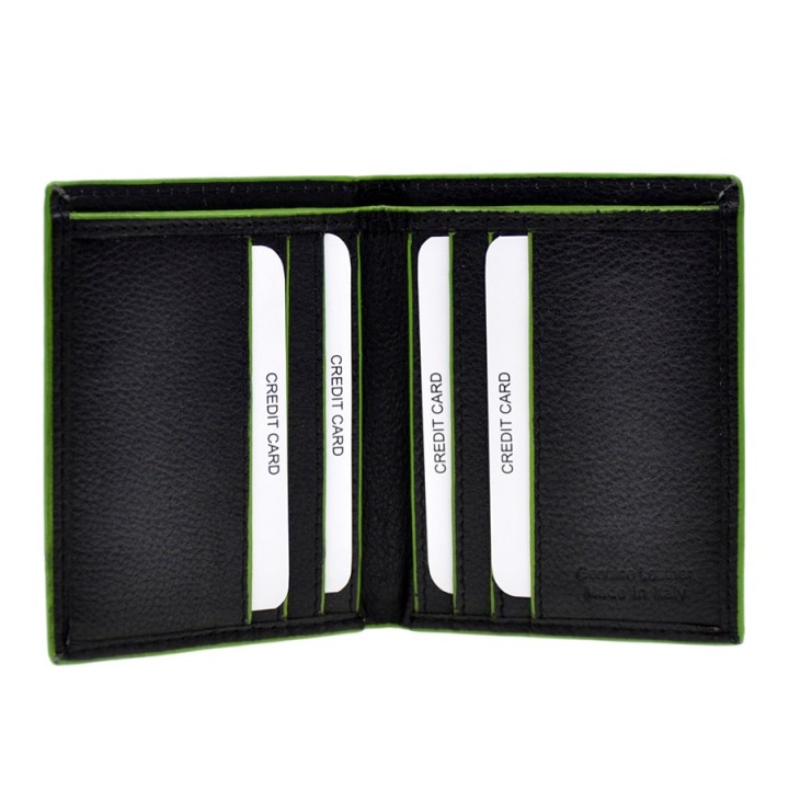 Portafoglio in pelle 7953-N nero/verde