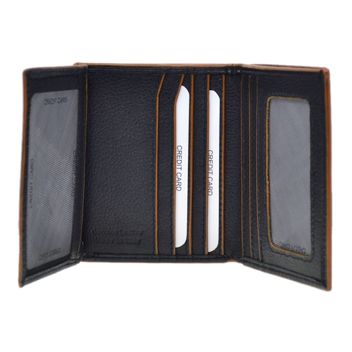 Portafoglio in pelle 149-N nero/arancio