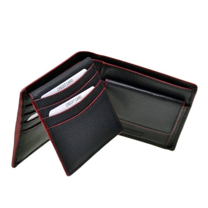 Portafoglio in pelle 8996-N nero/rosso
