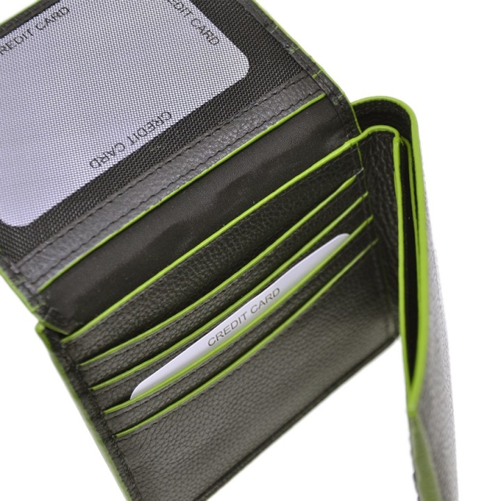Portafoglio in pelle 8997-N nero/verde