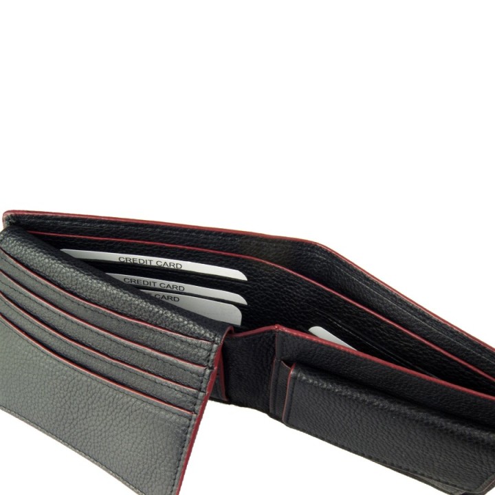 Portafoglio in pelle 8996-N nero/rosso