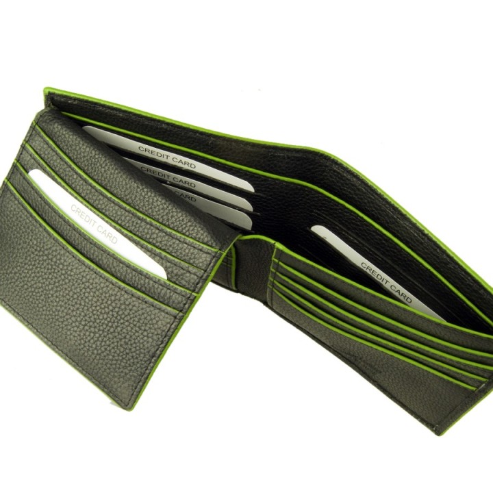 Portafoglio in pelle 8997-N nero/verde