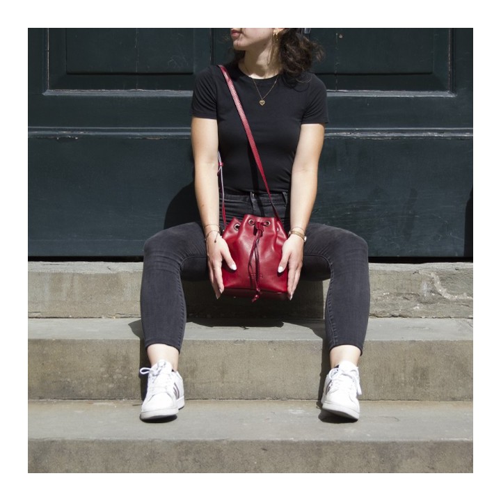 Leather bag Atene small red