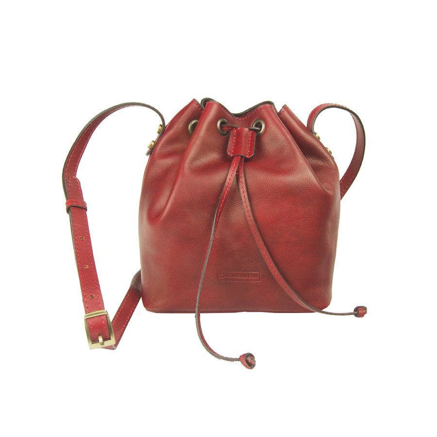 Borsa in pelle Atene small rosso