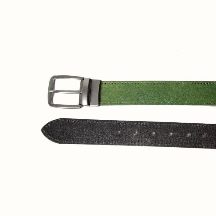 Cintura double face cm 3,5 nero/verde
