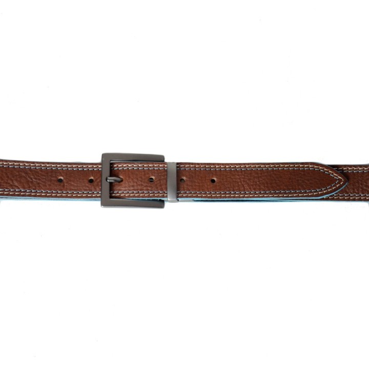Cintura double face cm 3 Bordo Azzurro nero/marrone