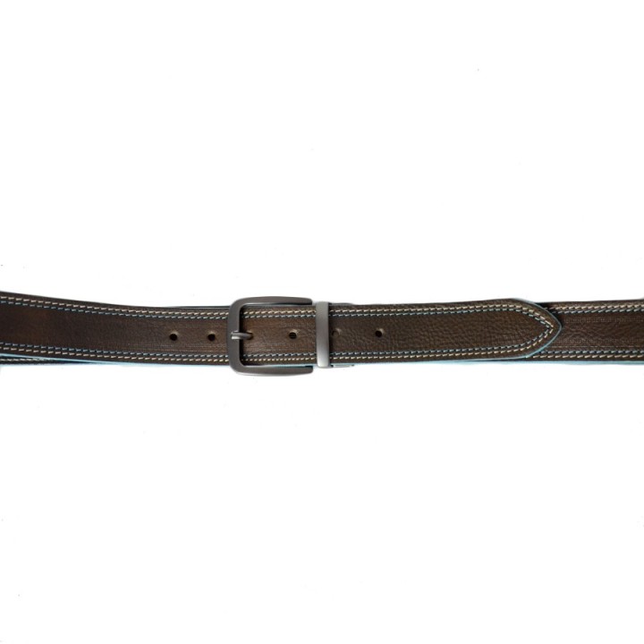 Double-face belt cm 3,5 Light Blue Border black/dark brown