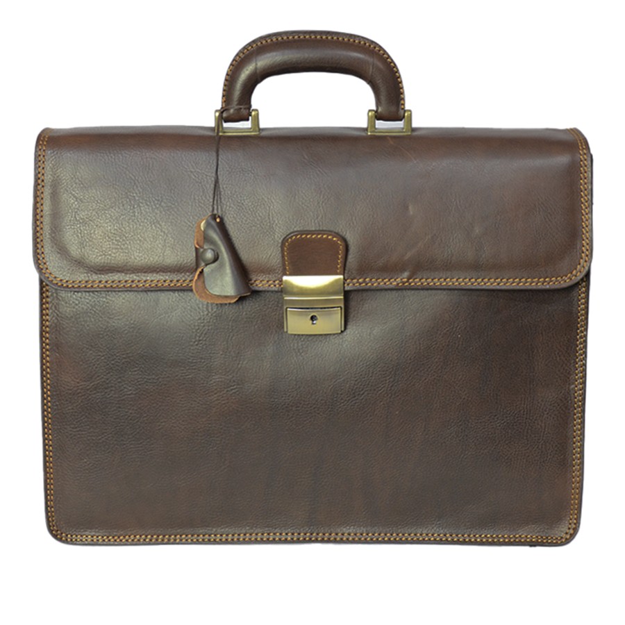 Professional leather bag dark brown