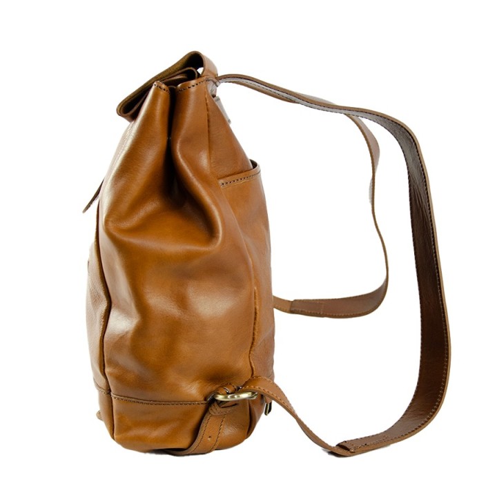 Professional leather backpack light brown