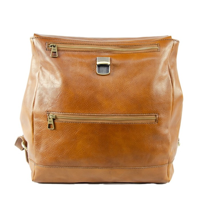 Professional leather backpack light brown