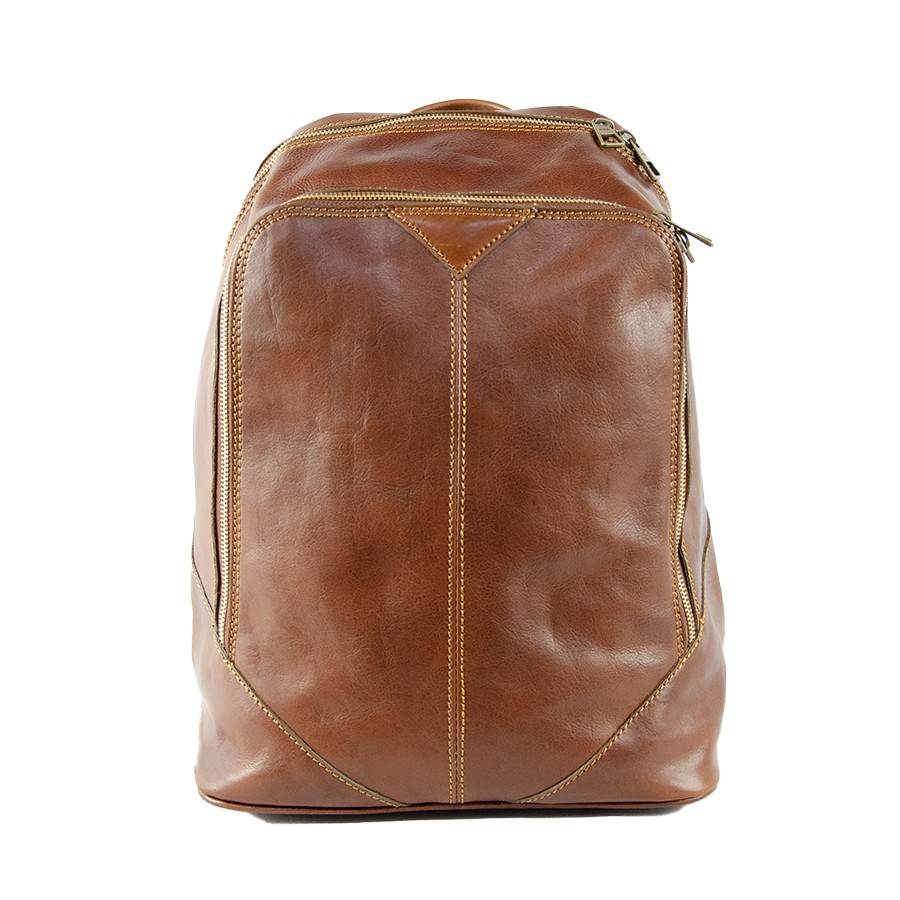 Professional leather backpack Brown