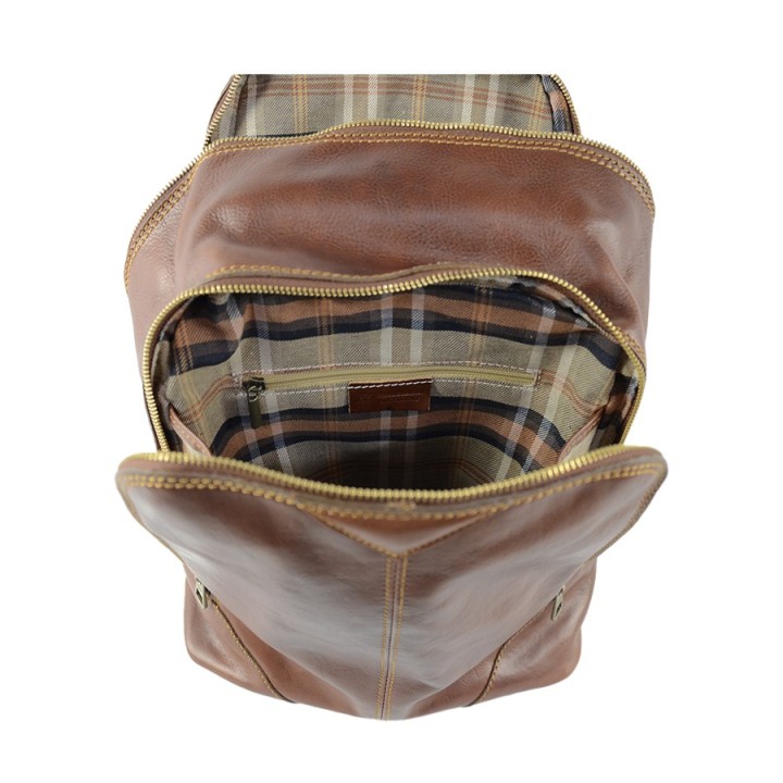 Professional leather backpack Brown