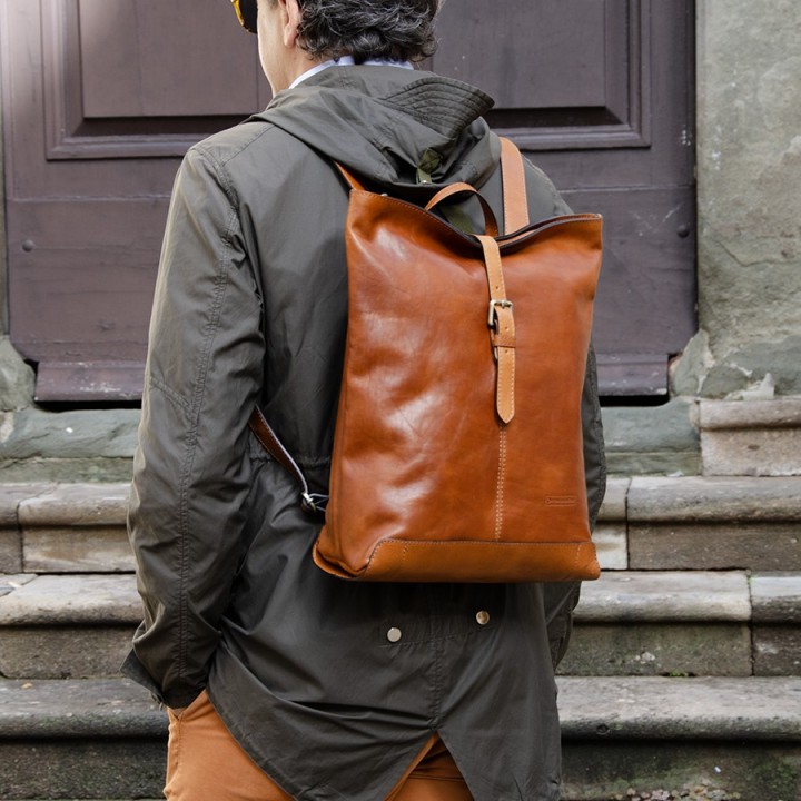 Zaino in pelle AMSTERDAM miele