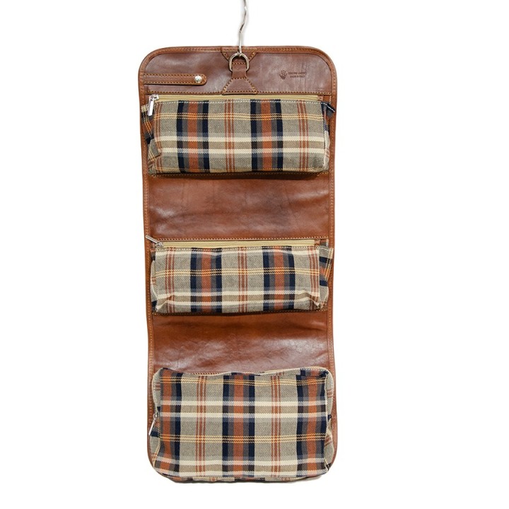 Beauty case in pelle marrone