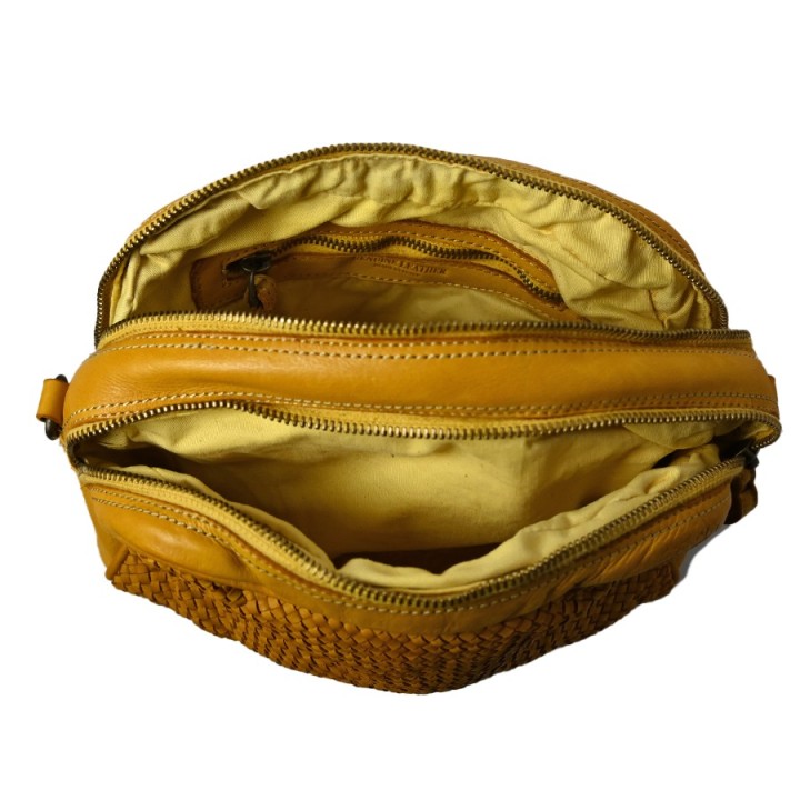 Sac en cuir tissé Valencia. Fait main. Fabriqué en Italie.
