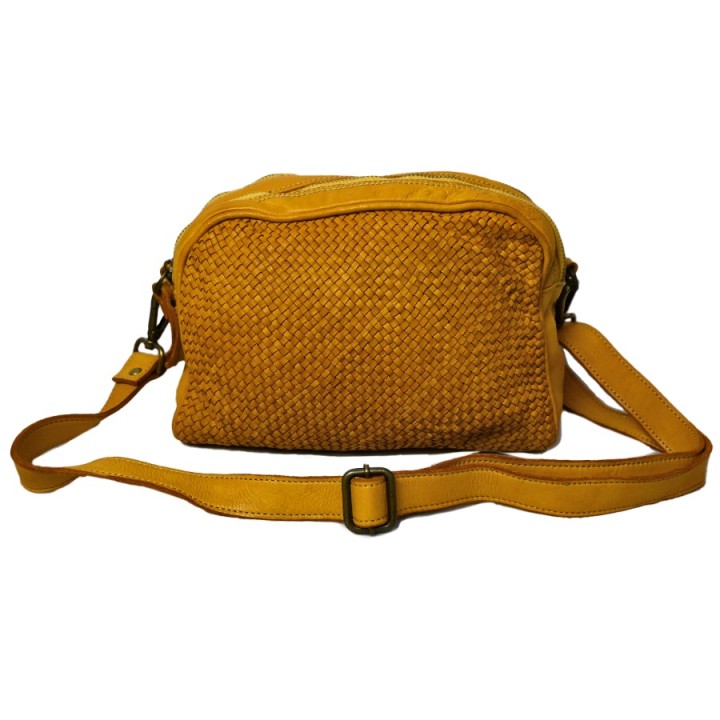 Bolso en piel tejida de Valencia. Hecho a mano. Fabricado en Italia.