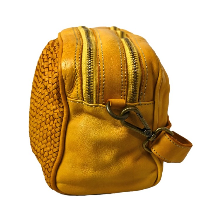 Bolso en piel tejida de Valencia. Hecho a mano. Fabricado en Italia.