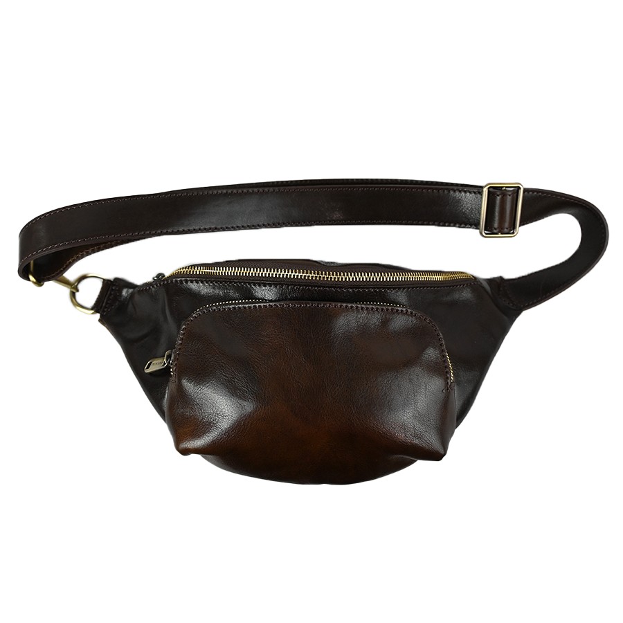 Leather fanny pack SIDNEY dark brown