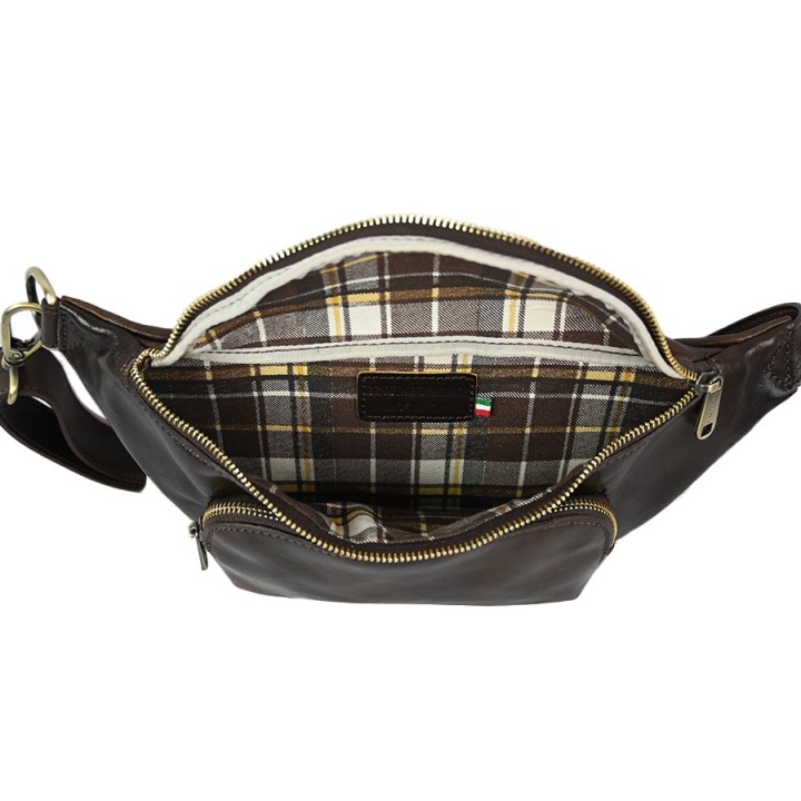 Leather fanny pack SIDNEY dark brown