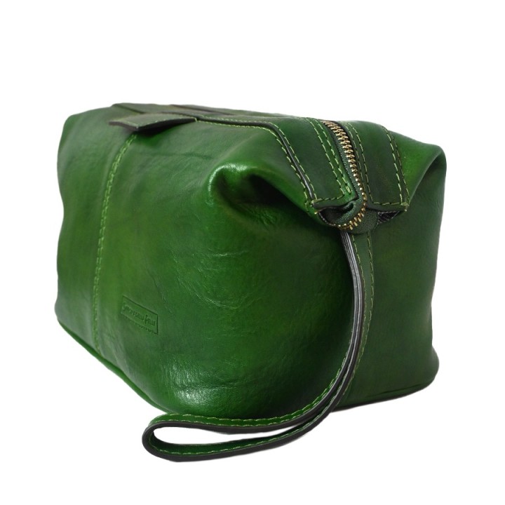 Beauty case in pelle verde